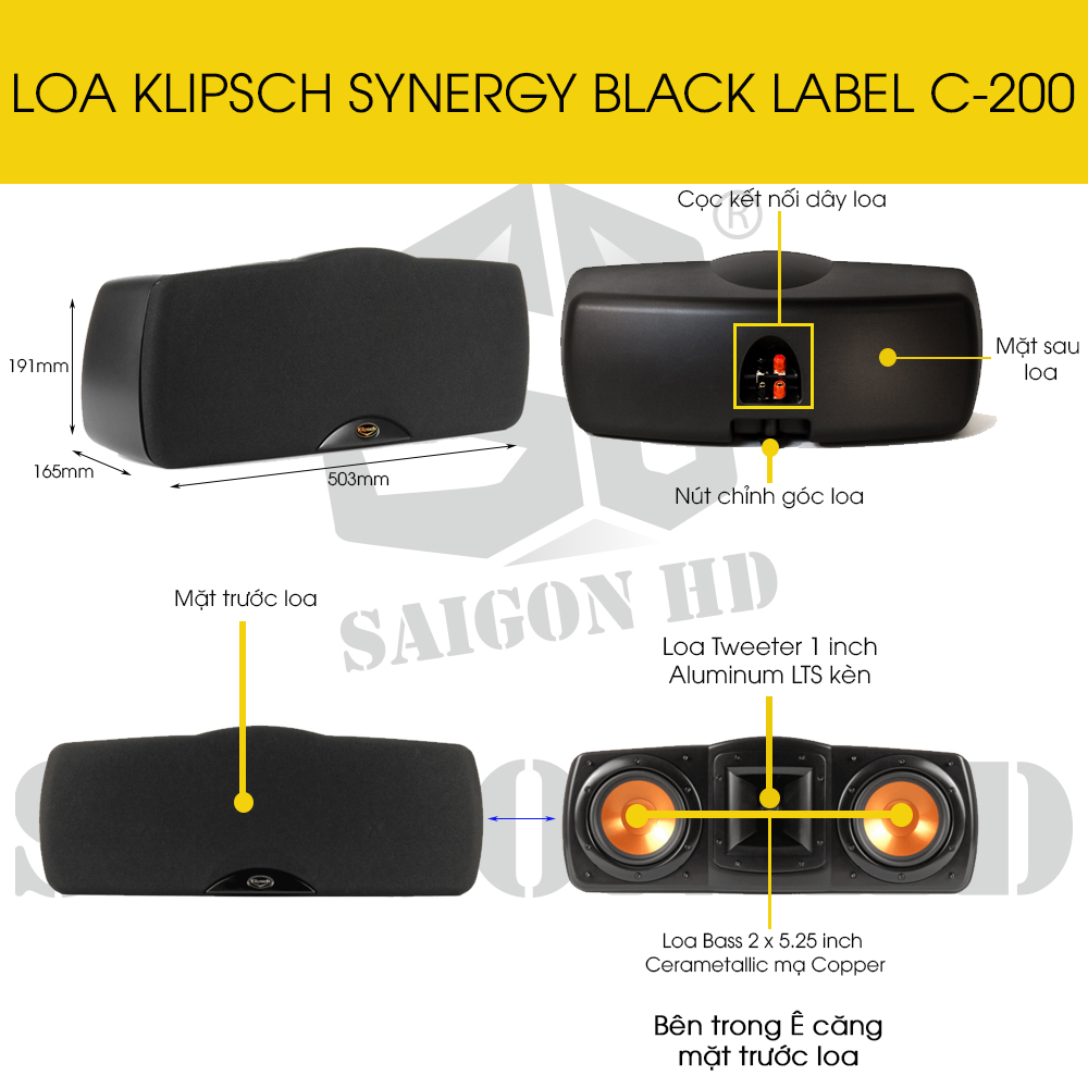 Loa Center KLIPSCH SYNERGY BLACK LABEL C200 SAIGON HD